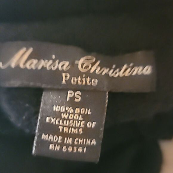 Marisa Christina Boil Wool Black Floral Neck Design Jacket Size Petite Small - Picture 8 of 9
